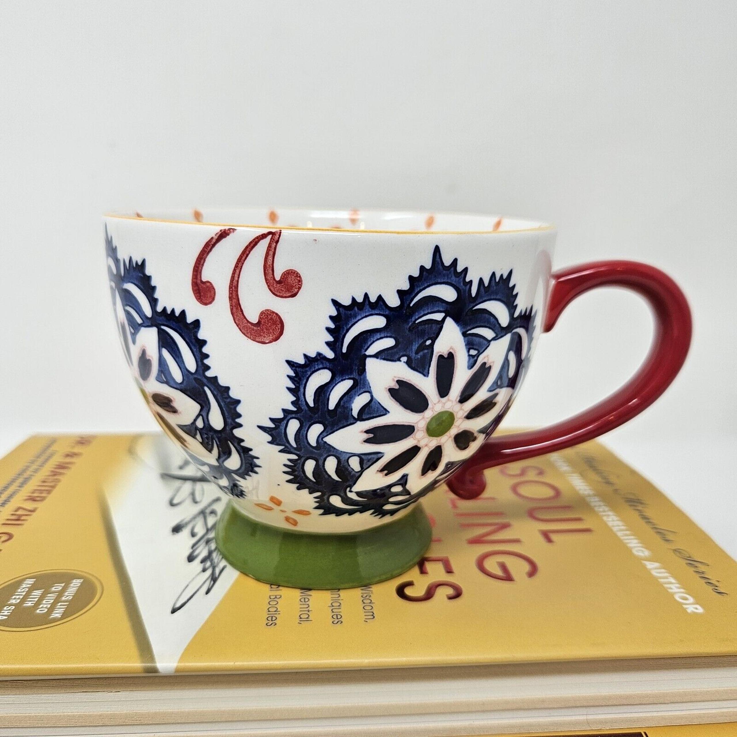 Pier 1 Coffee Mug Cup Ceramic 16oz Capacity Multicolor Coco Handpainted C11