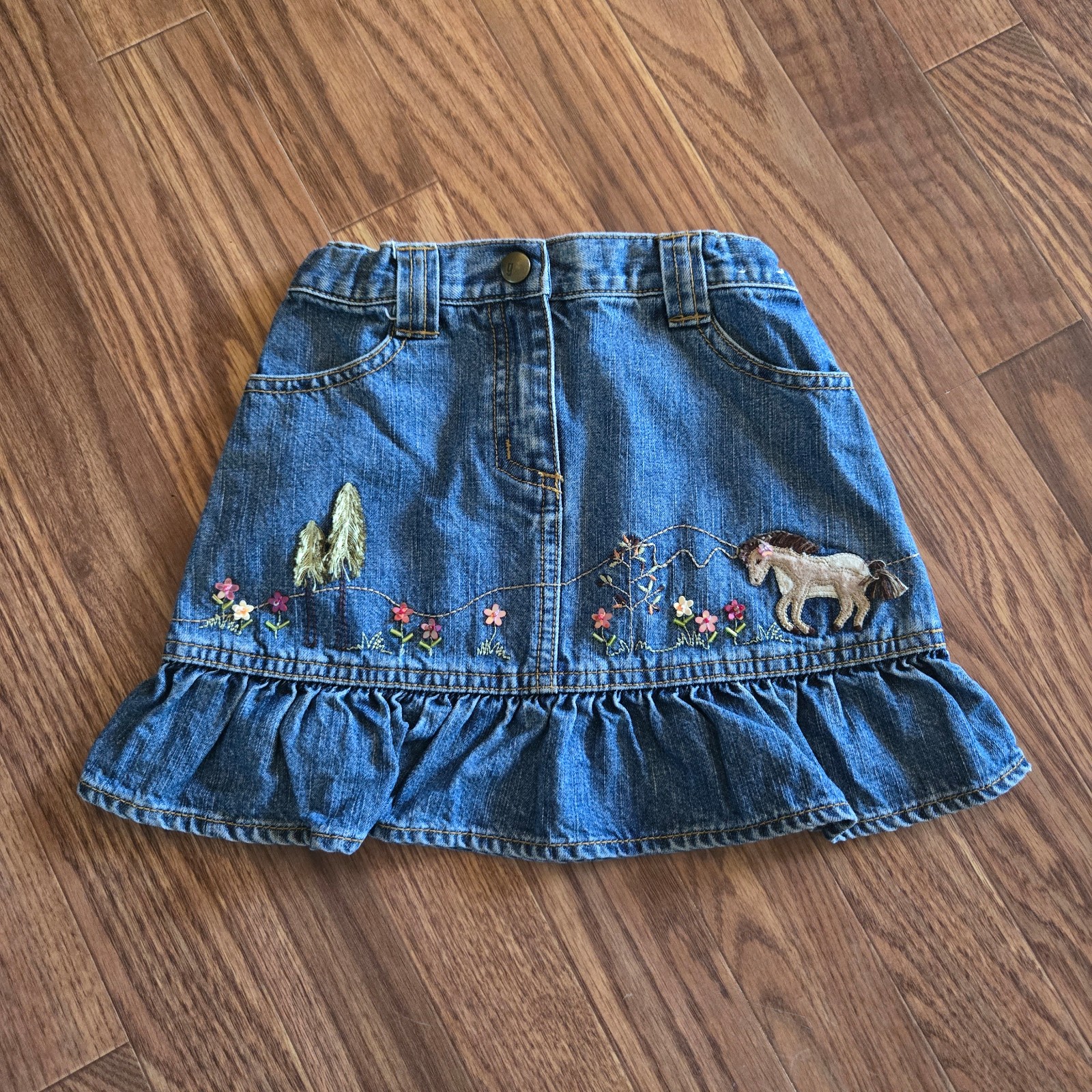 Vintage Y2K Gymboree Denim Skirt Horse Girls 3 [2004] Rocky Mountain