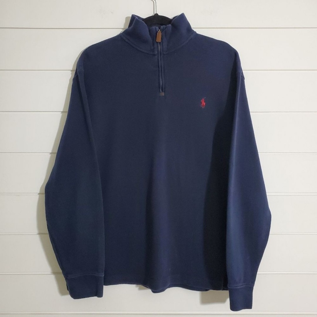 Polo Ralph Lauren Men's Navy Blue Half-Zip Sweater. Size XL