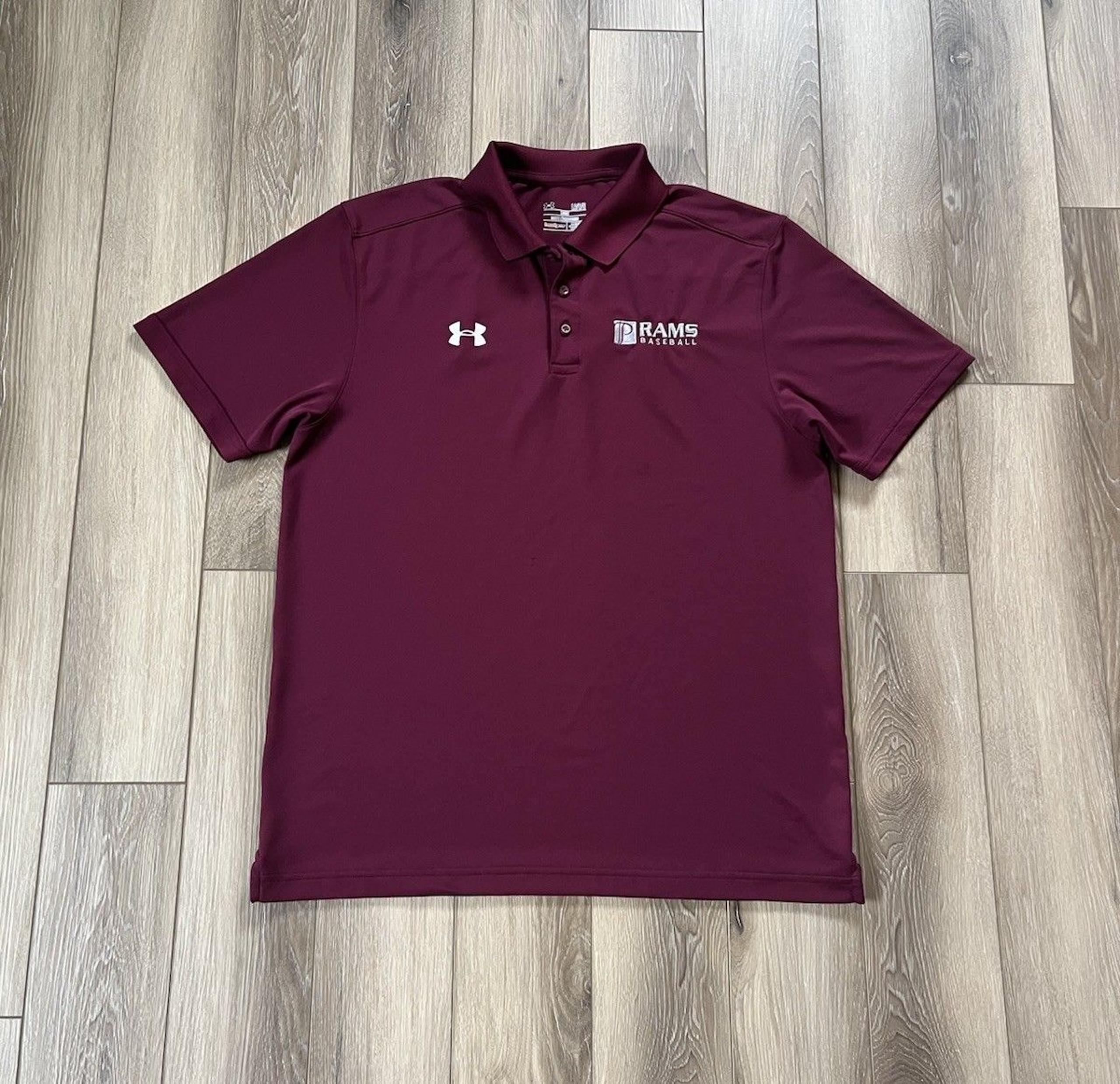 Under Armour Heat Gear Rams Baseball Burgundy Red Athletic Polo Men’s Large