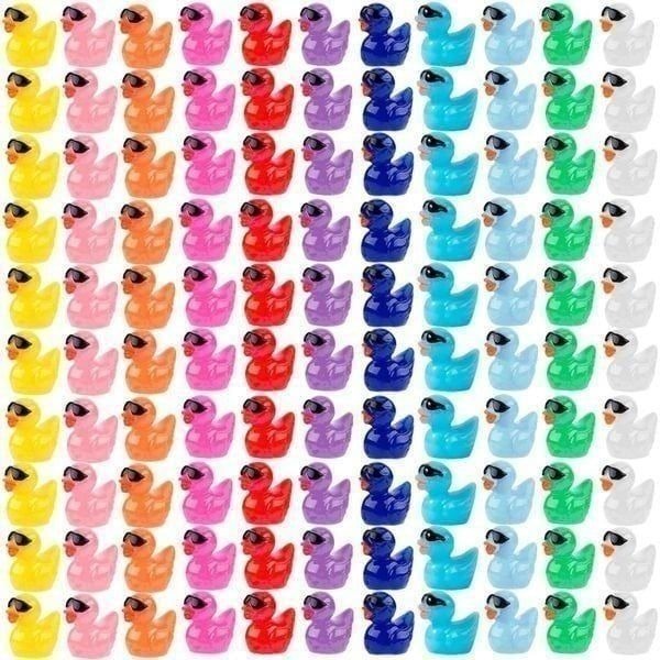 110 Pcs Mini Resin Ducks With Sunglasses, 11 Colors, Mini Resin Ducks Bulk Tiny