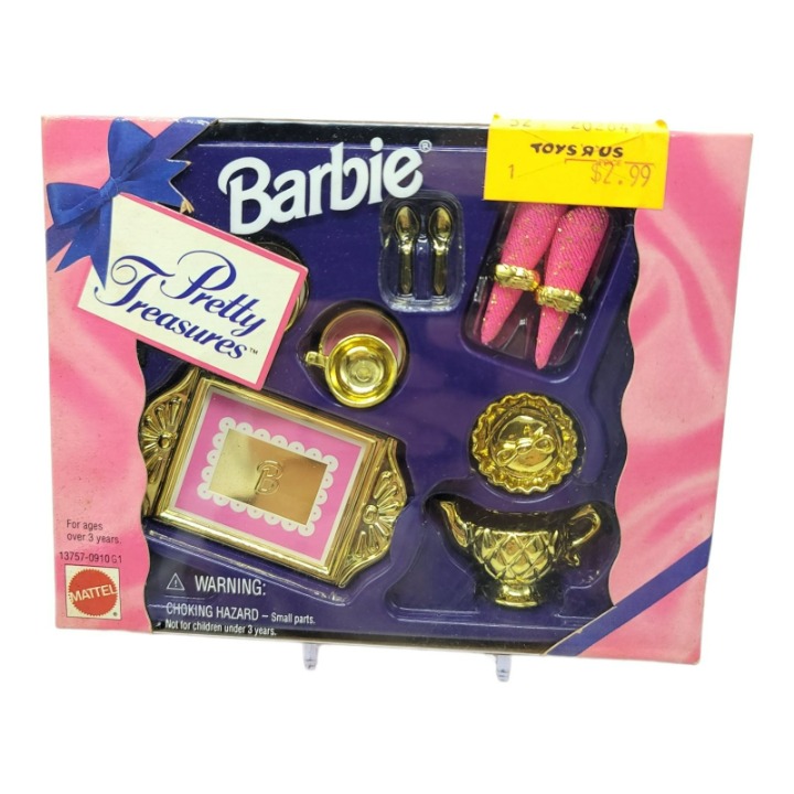 Mattel 1995 Barbie Pretty Treasures #13757-0910G1 Serving Tea Set Dining NEW
