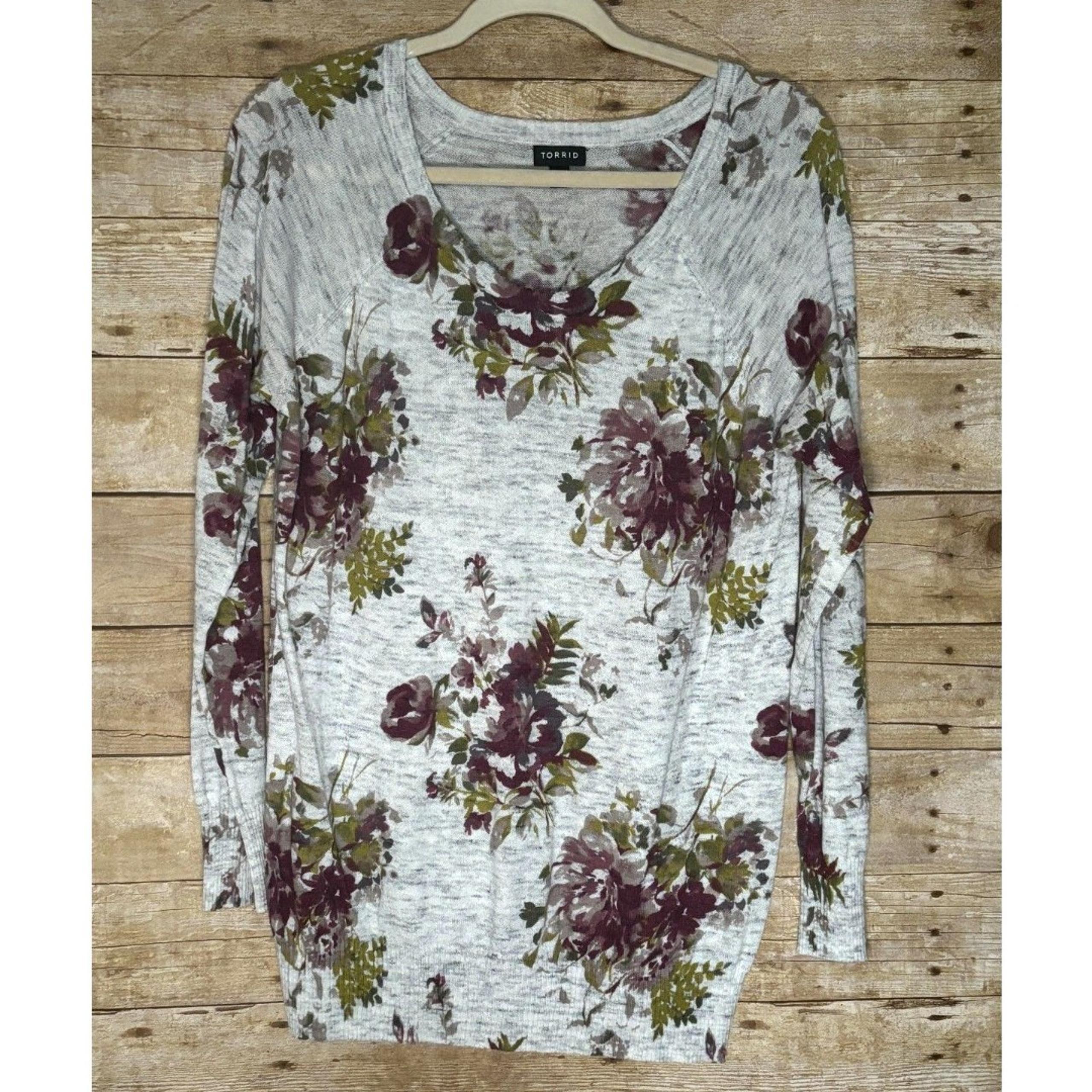 TORRID FLORAL KNIT CLASSIC CASUAL CONTEMPORARY SWEATER SZ 0 (L/12)