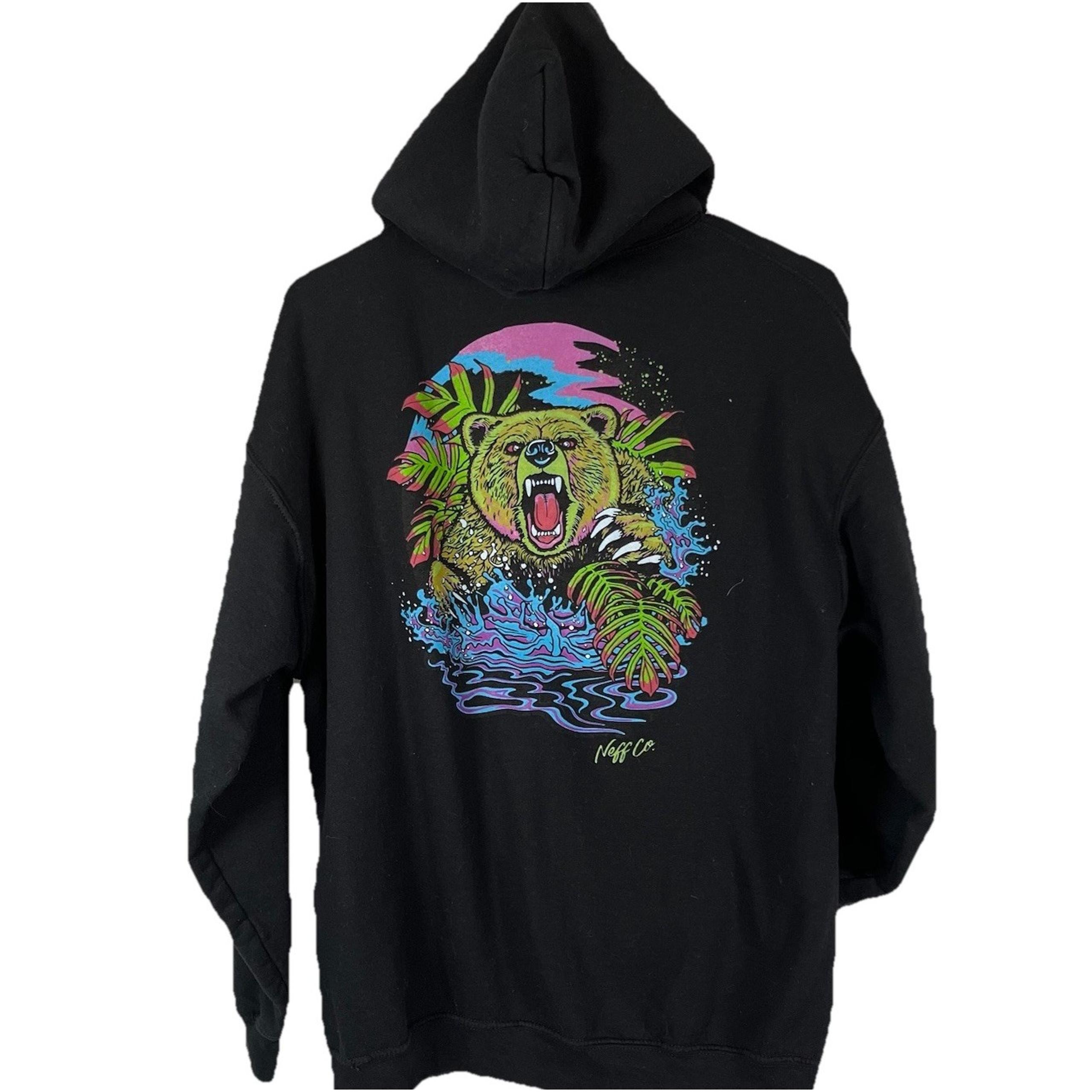 Neff Co. Unisex Hoodie Pullover Sweatshirt Black Bear Men's Women's Skate Street