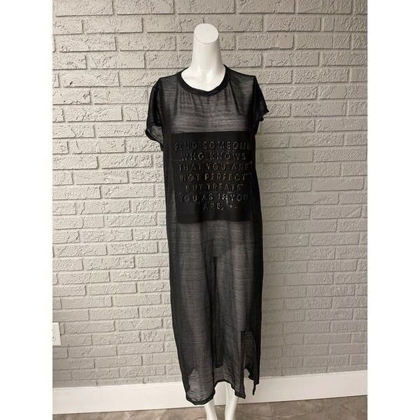 Rebecana Graphic Mesh Side Slit Midi Cover-Up Dress Size 10