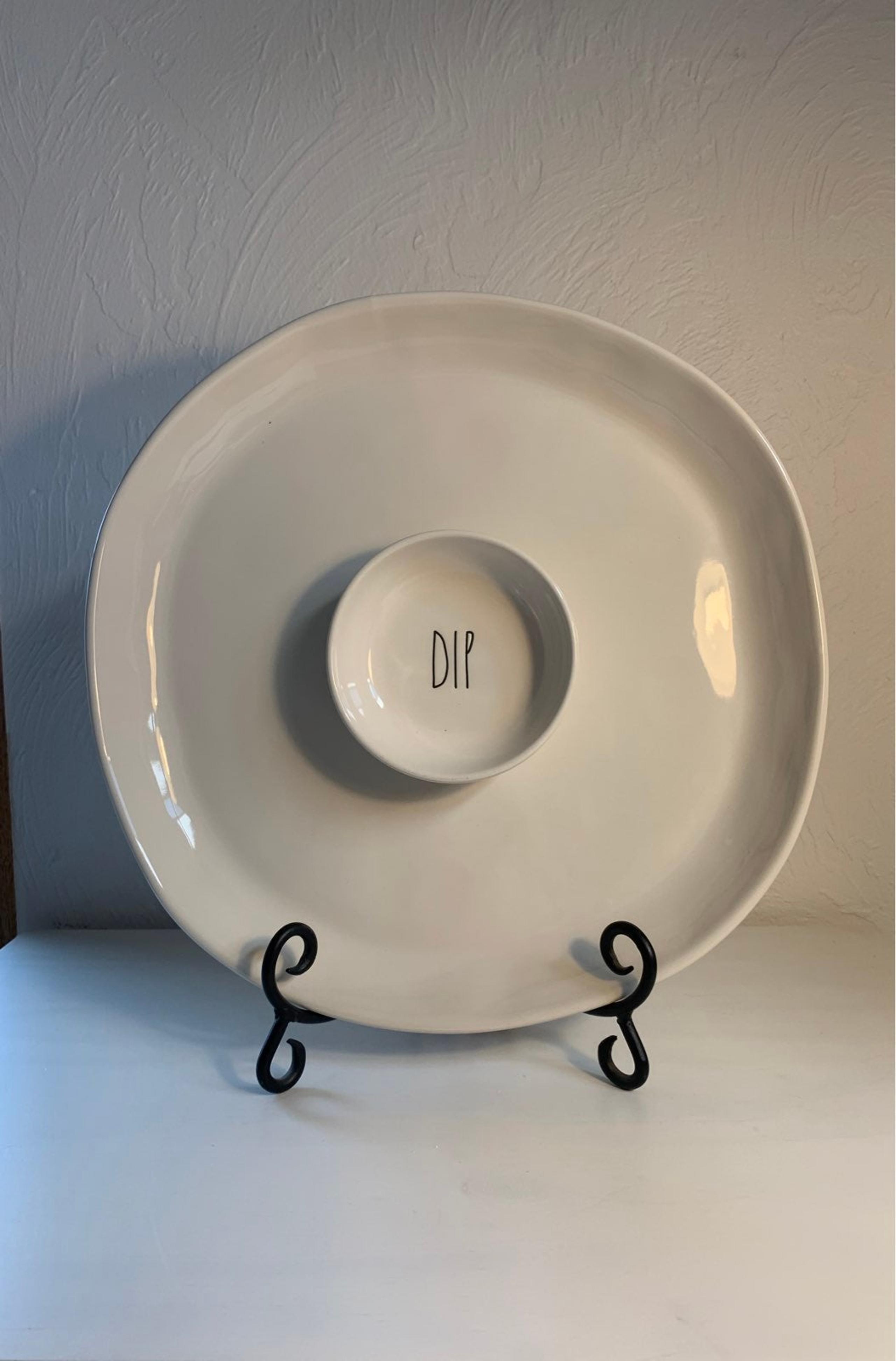 Rae Dunn Dip Serving Platter Chips & Dip Classic LL Ivory Stoneware