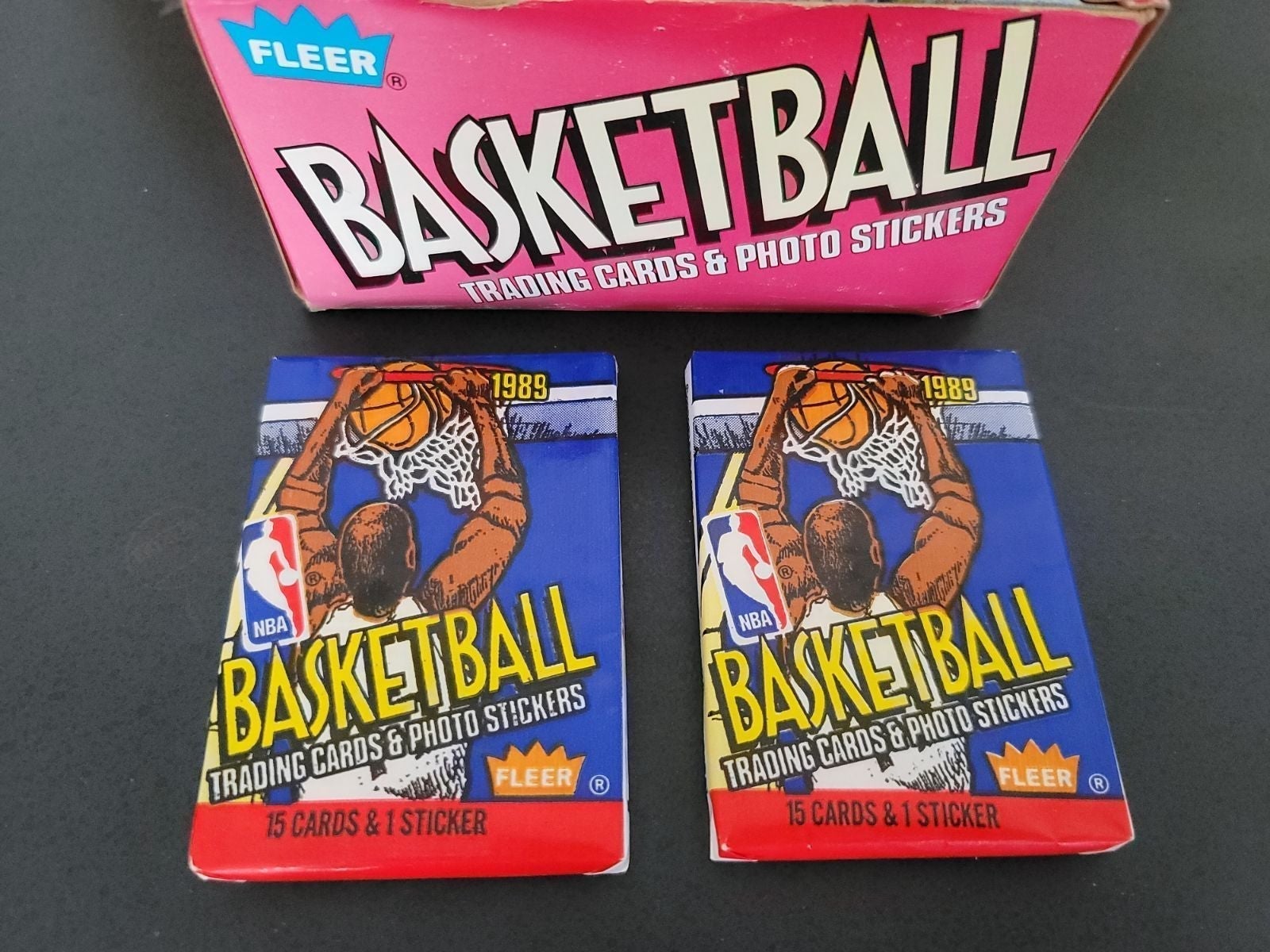 1989-90 Fleer NBA Basketball (2) Wax Packs Unsearched & Factory Sealed from Case