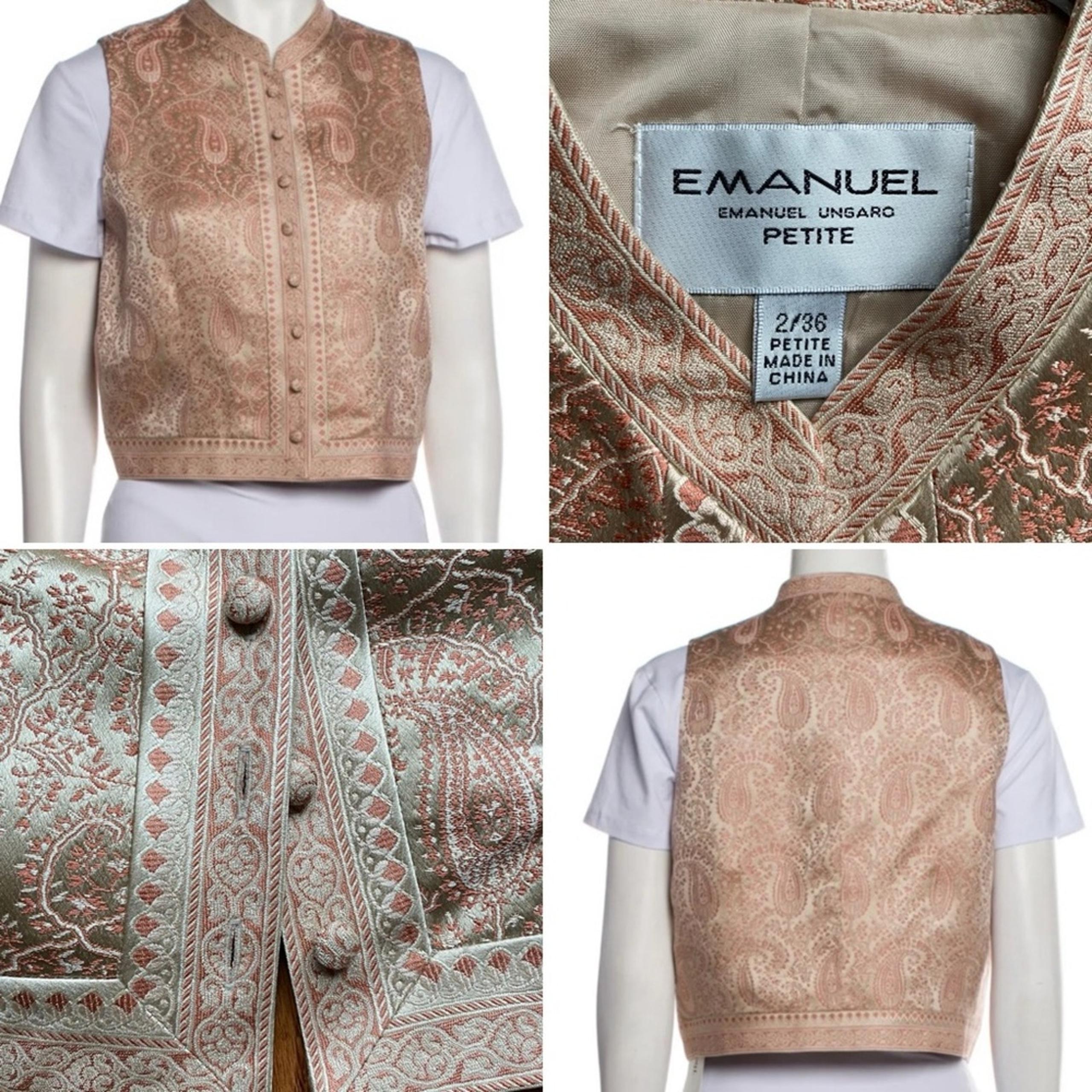 Emanuel by Emanuel Ungaro 100% Silk Paisley Print Cropped Vest 2 / 36 Petite