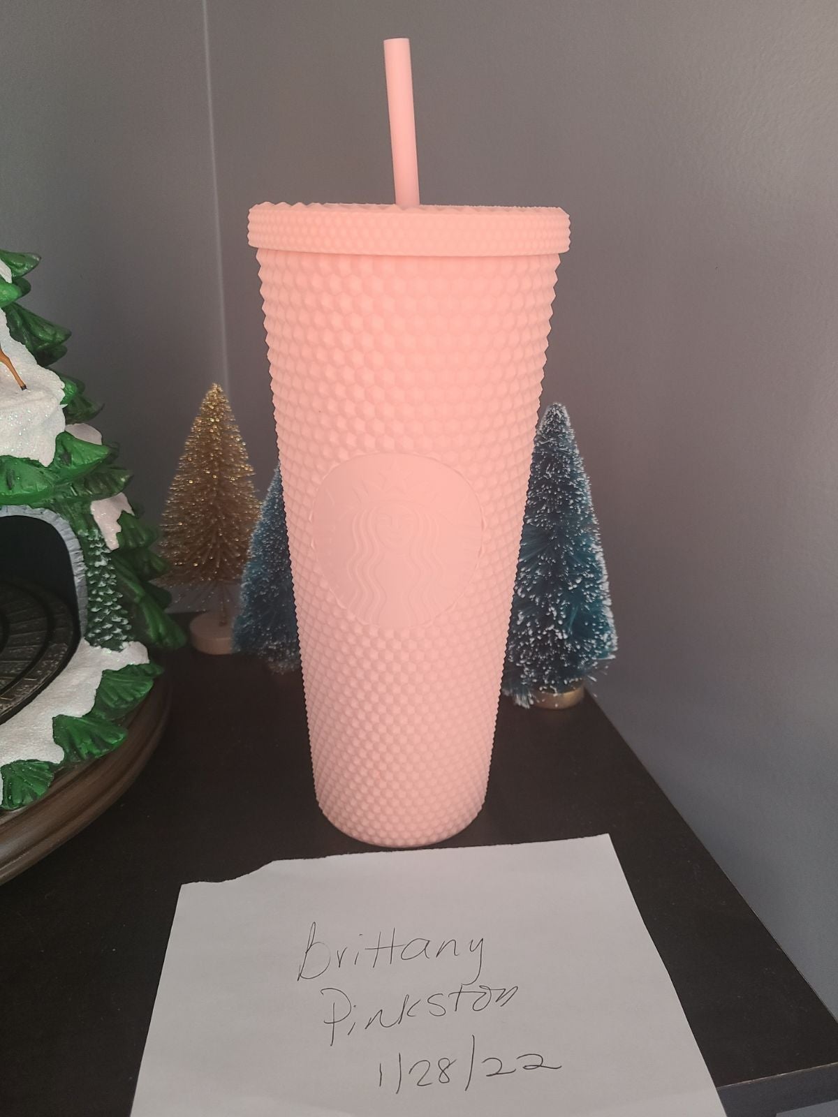 Matte Pink starbucks studded tumbler