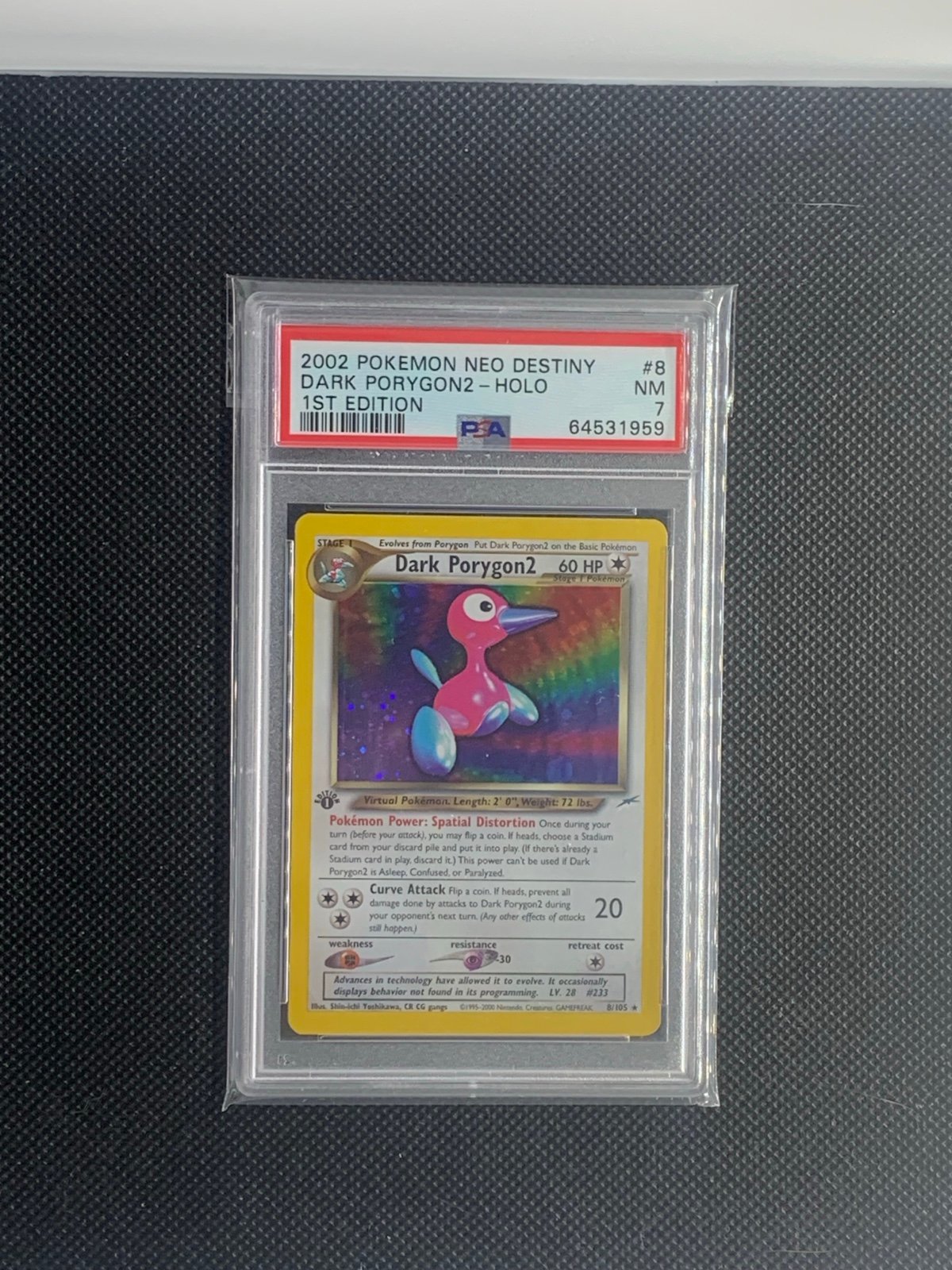 Pokemon Dark Porygon2 1st Edition Holo Neo Destiny PSA 7