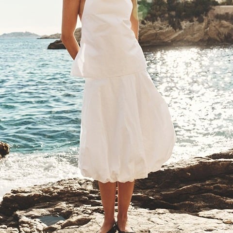 NWT ZARA COMBINATION BALLOON SKIRT WHITE