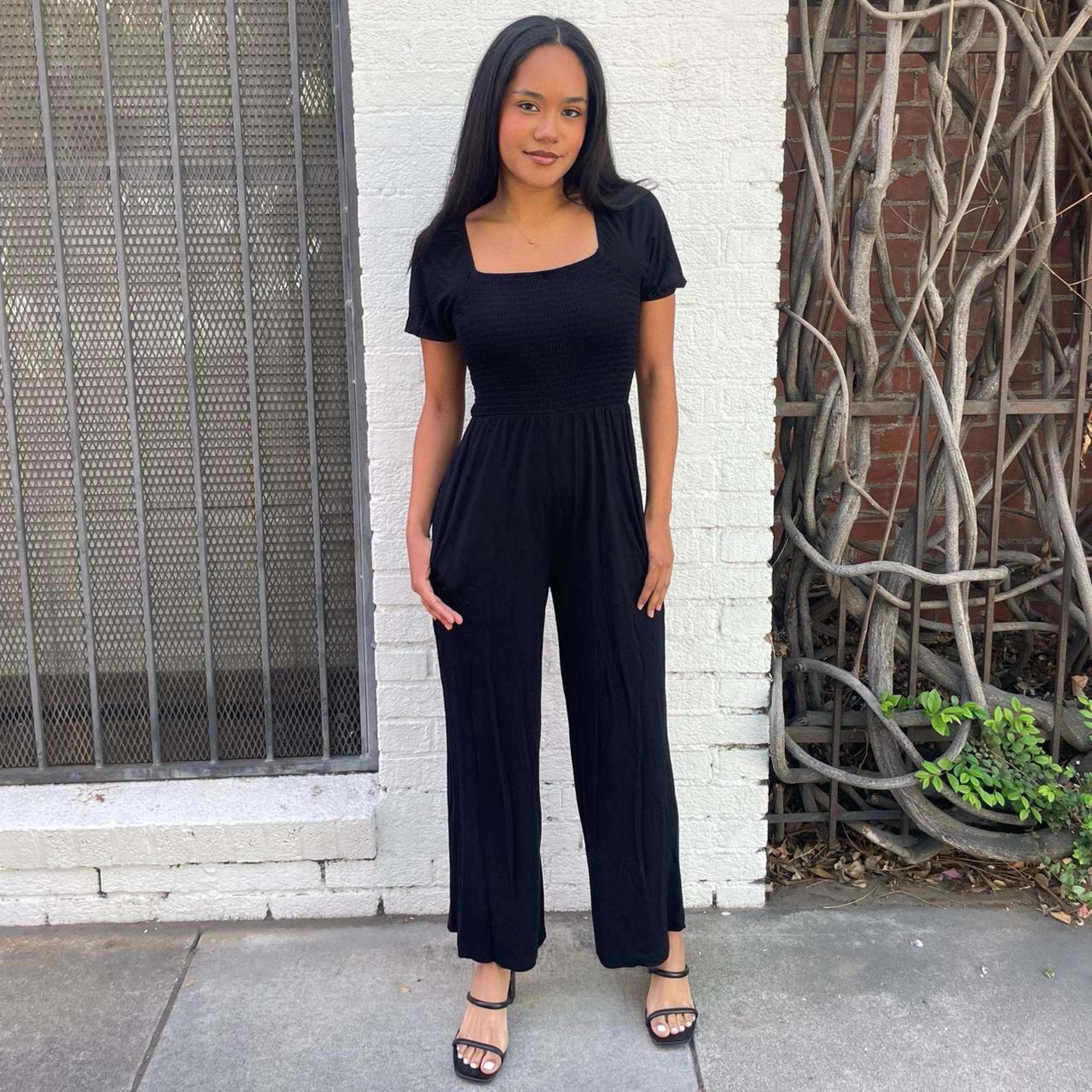 Black Soma intimates short sleeve comfy classy jumpsuit sz s