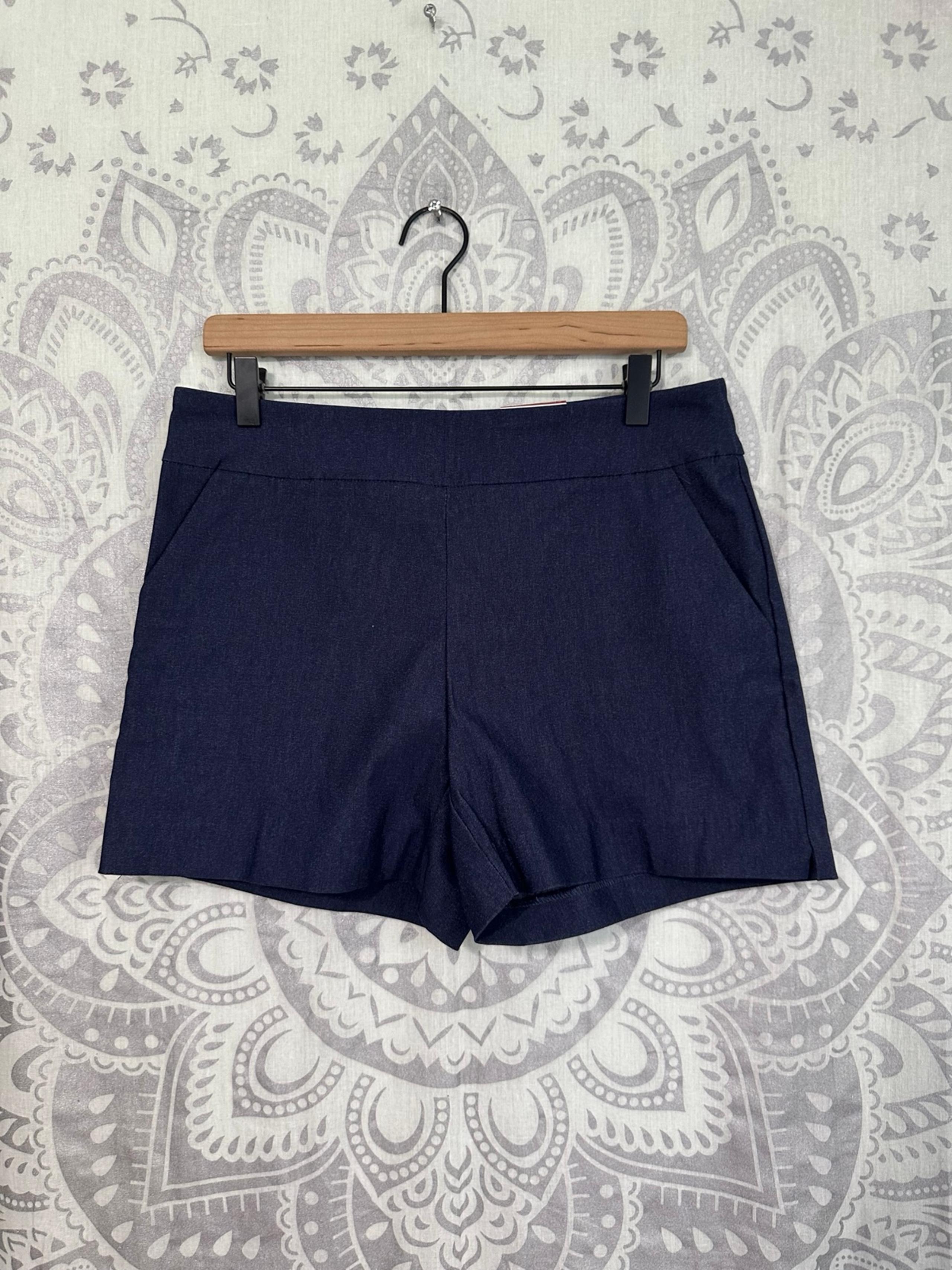 Nwt Walmart Time & And Tru True Millennium 4” Dress Shorts Pull On Navy Blue M