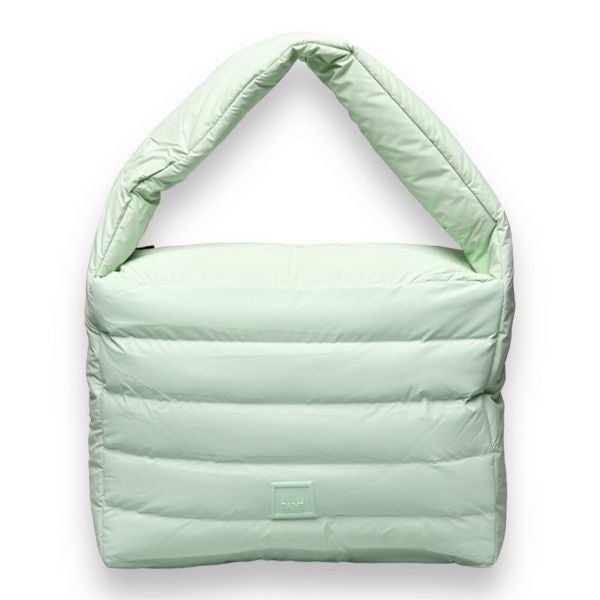 Rains Loop Shopper Mini Mineral Mint Plush Shoulder Bag Waterproof Puffy Quilted