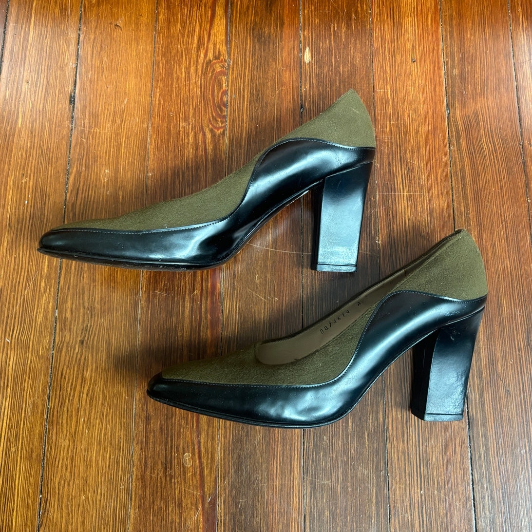 Salvatore Ferragamo Two-Tone Wavy Block Heels