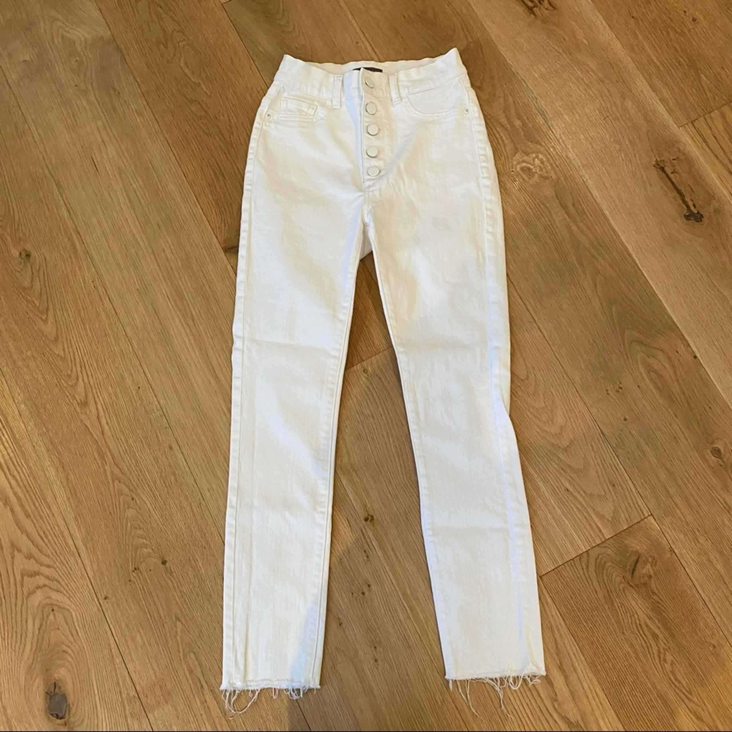 DL1961 - Farrow Womens High Rise Skinny Crop Jeans Raw Hem in White