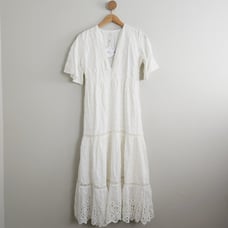 NWT PQ Swim PIlyq White Lace Juniper Water Lily Short Sleeve V-Neck Dress