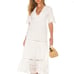 NWT PQ Swim PIlyq White Lace Juniper Water Lily Short Sleeve V-Neck Dress