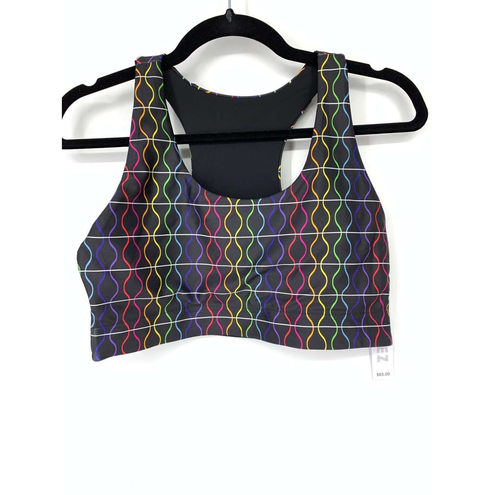 TEREZ Bra Women's Size Large Hi-Shine Sports Rainbow Multicolor NWT