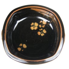Studio Pottery Brown Asian Influence Bowl Flower Handles Footed Ceramic 7.25 in