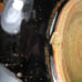 Studio Pottery Brown Asian Influence Bowl Flower Handles Footed Ceramic 7.25 in