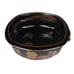 Studio Pottery Brown Asian Influence Bowl Flower Handles Footed Ceramic 7.25 in