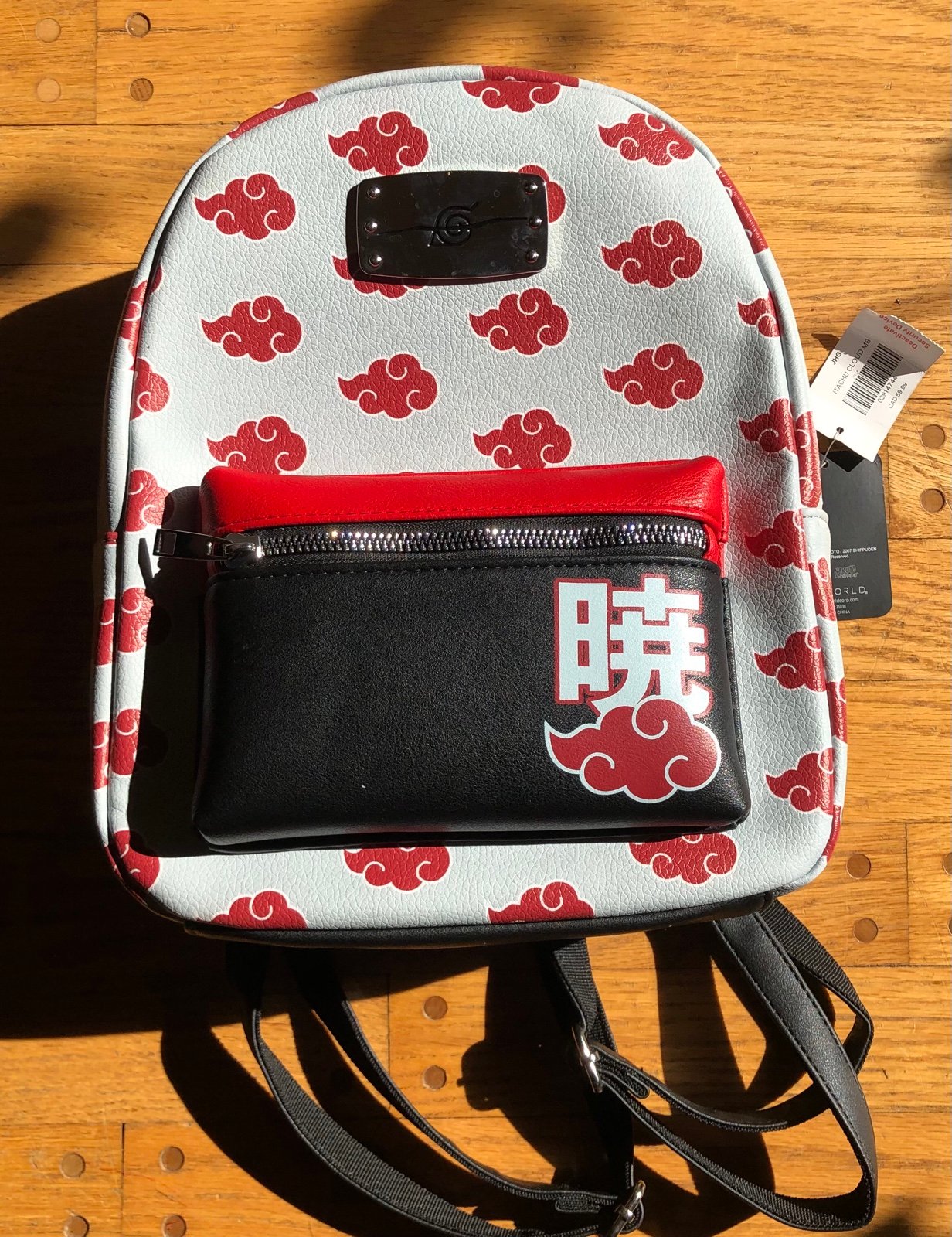 New Naruto Shippuden Collection Akatsuki White w/ Red Cloud Mini Backpack Purse