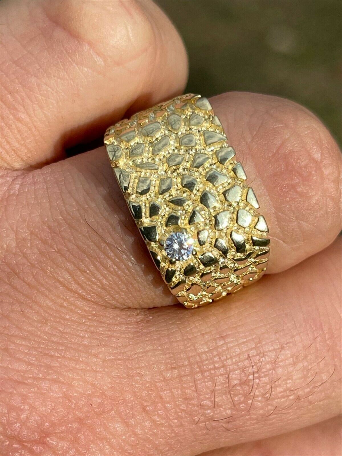 Men's 14k Gold & 925 Silver Nugget Ring