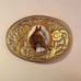 Vintage Western Belt Buckle with Porcelain Cameo Horse