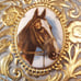 Vintage Western Belt Buckle with Porcelain Cameo Horse
