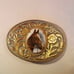 Vintage Western Belt Buckle with Porcelain Cameo Horse