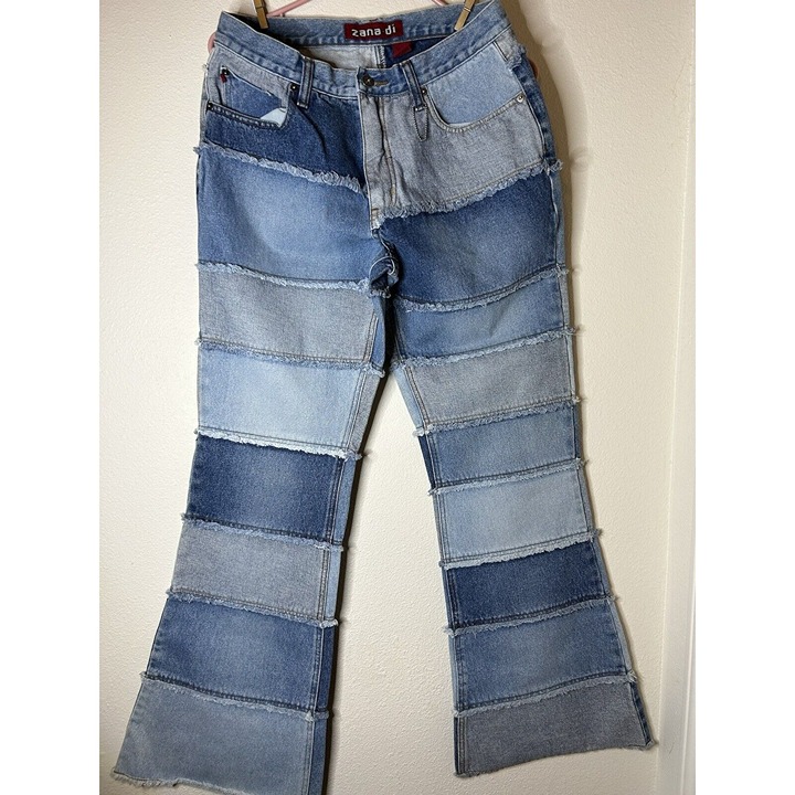 Vintage Zana Di Patchwork Denim Bottom Flare jeans size 11 100 % Cotton