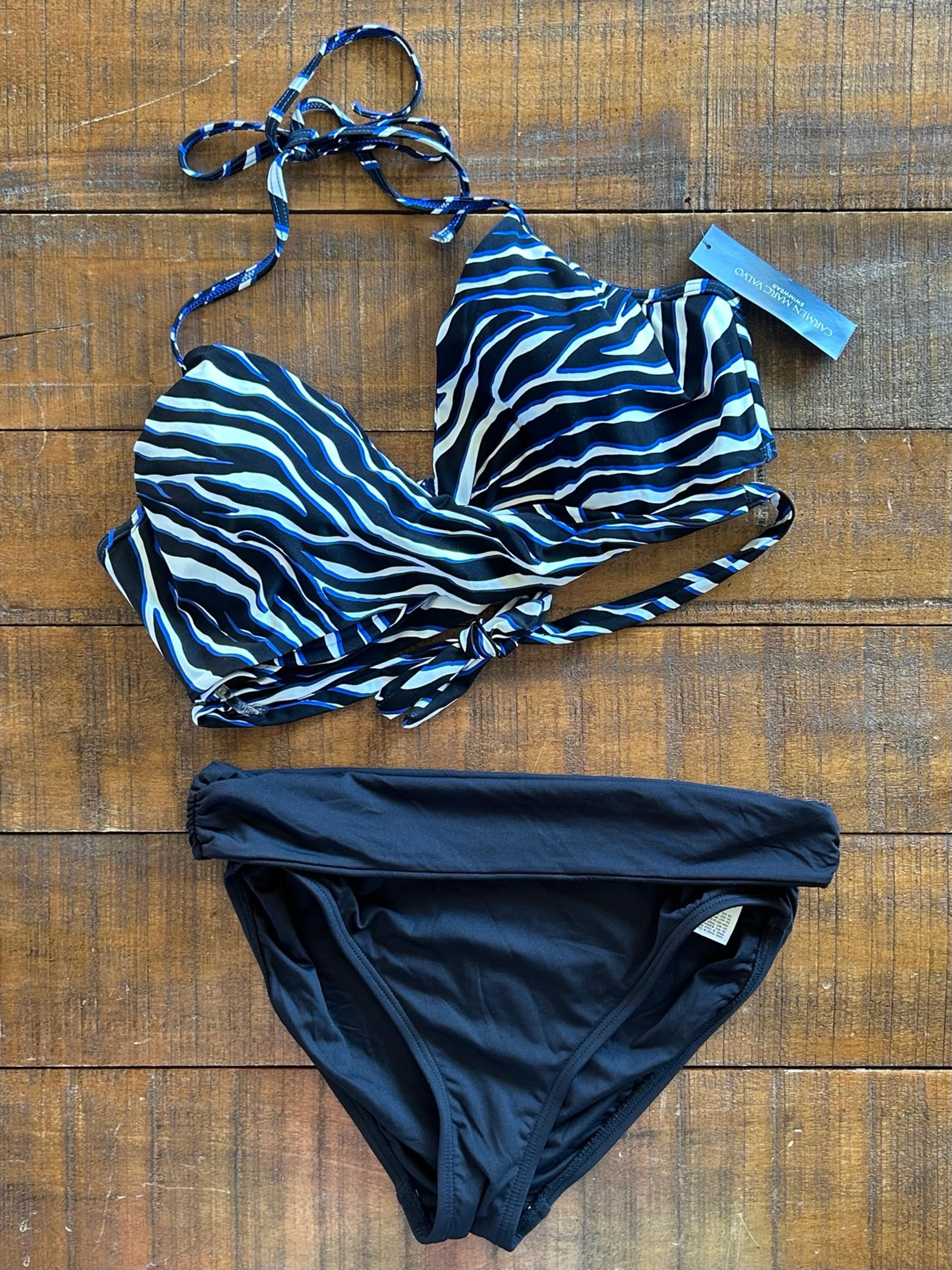 Carmen Marc Valvo Zebra Bra Wrap Bikini Set Large