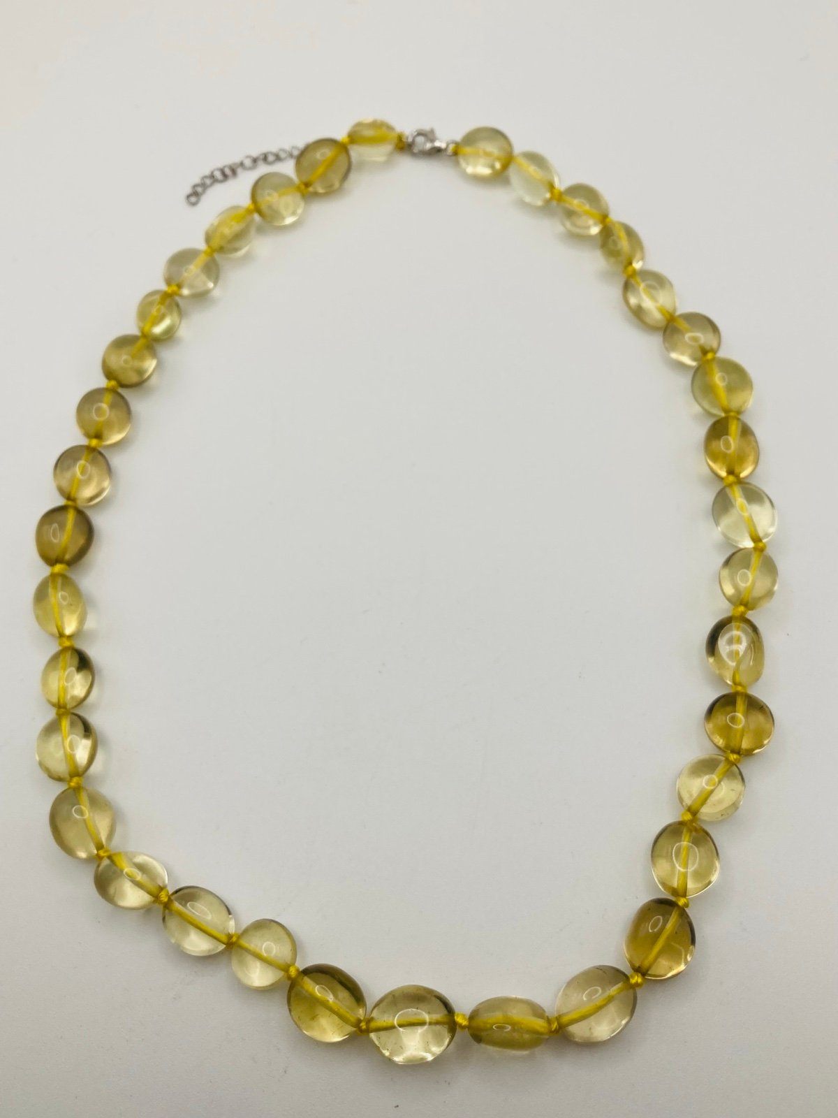 925 sterling silver 10mm-12mm natural citrine beaded Necklace