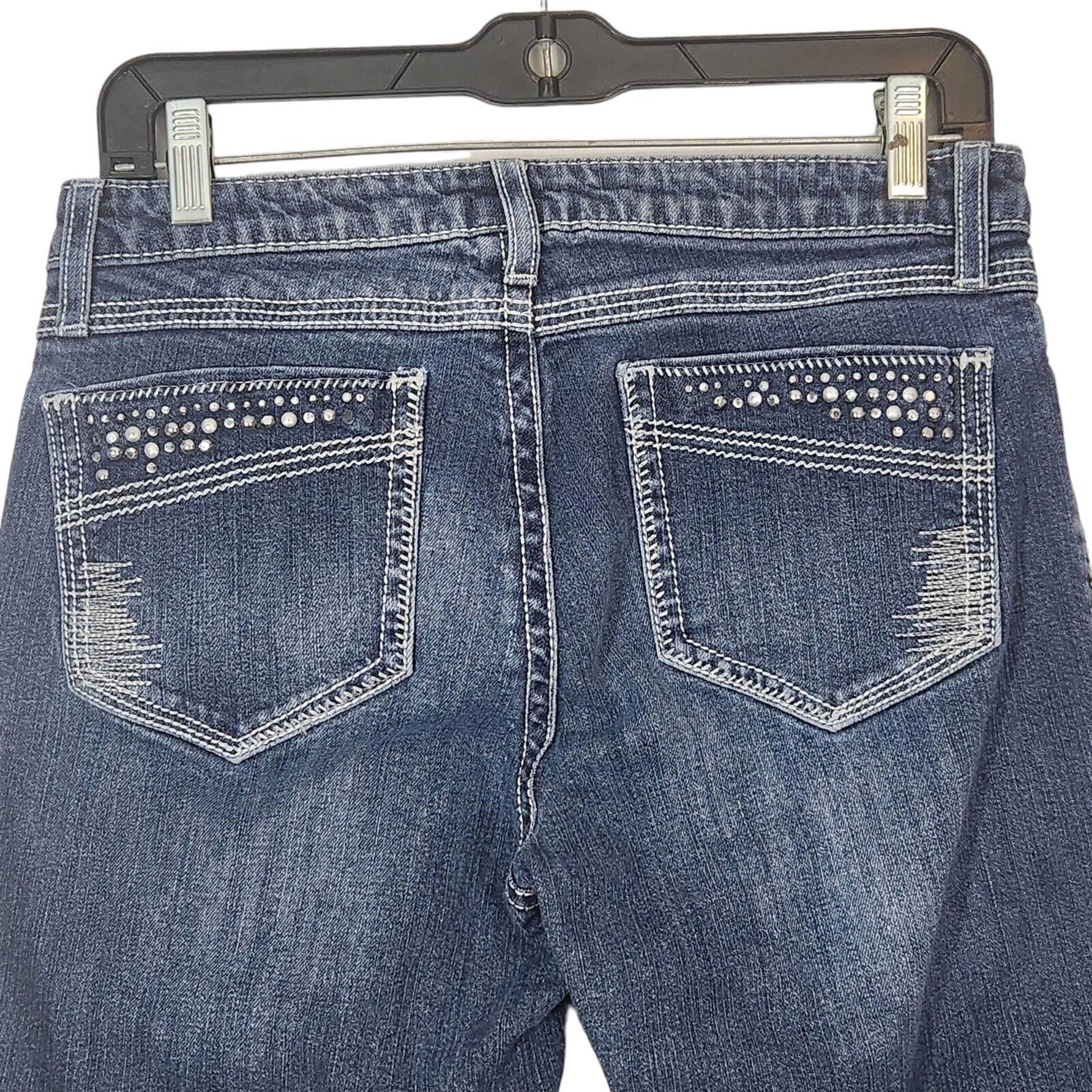 Wrangler Jeans Women 30 Boot Cut Low Rise Rock 47 Jeweled Pockets Western 30x30