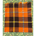 VTGE Orange Plaid Wool Blanket Fall Winter Throw With Short Fringe Trim