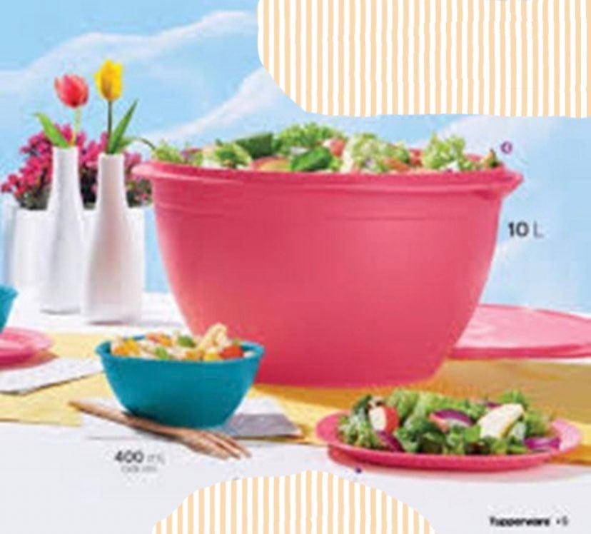 Tupperware Maxi Mega Bowl 10L / 42 Cup Pink Seal New