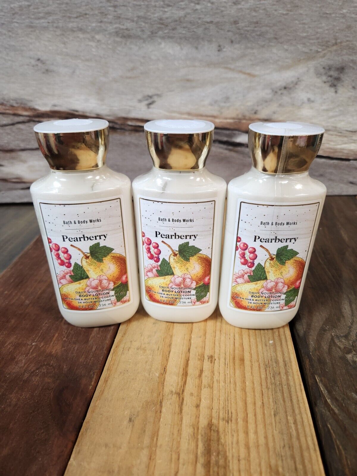 3PK Bath & Body Works Pearberry Body Lotion 8oz NEW