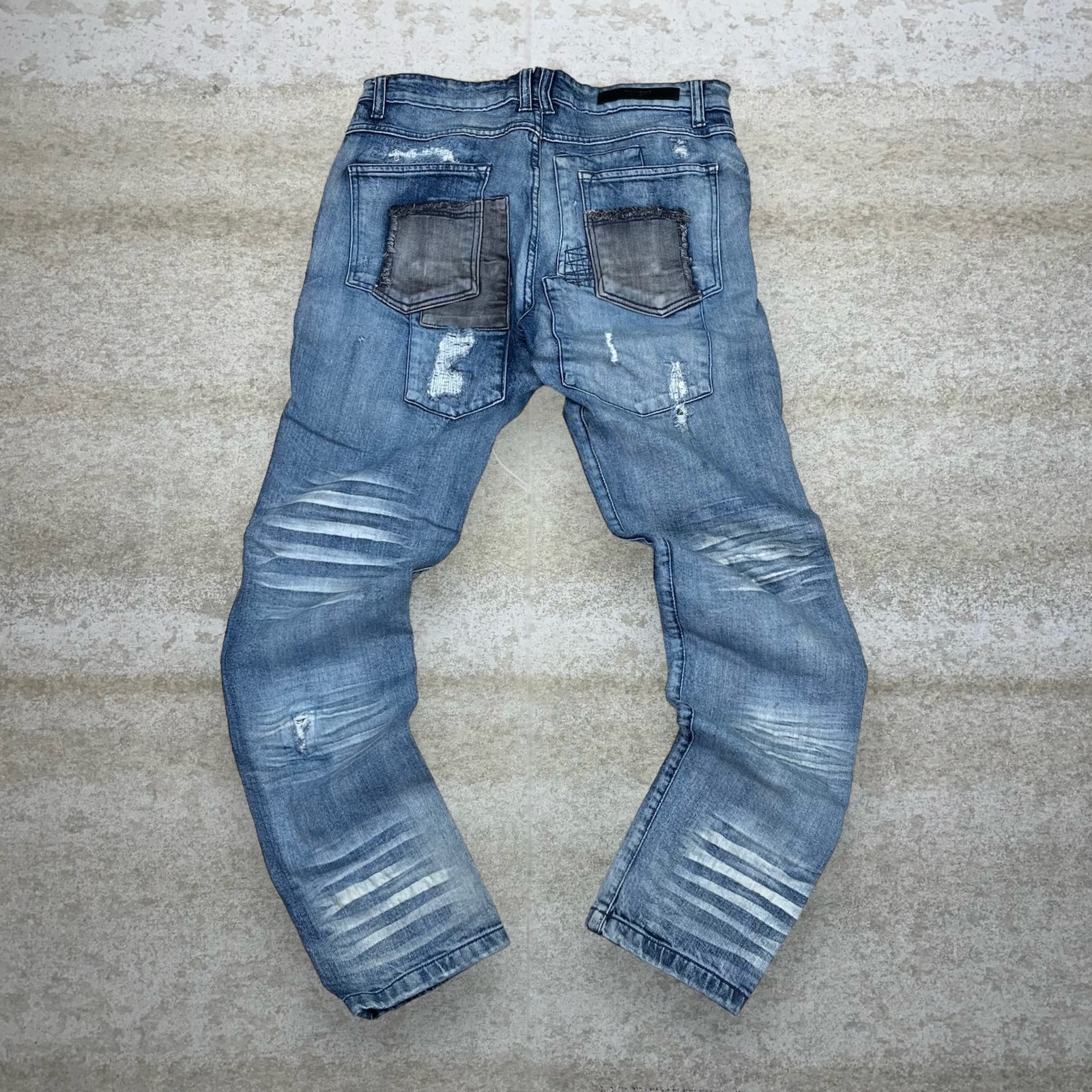 Vintage Skater Jeans Taker Light Wash Skinny Fit Denim Rap Style Art Y2K
