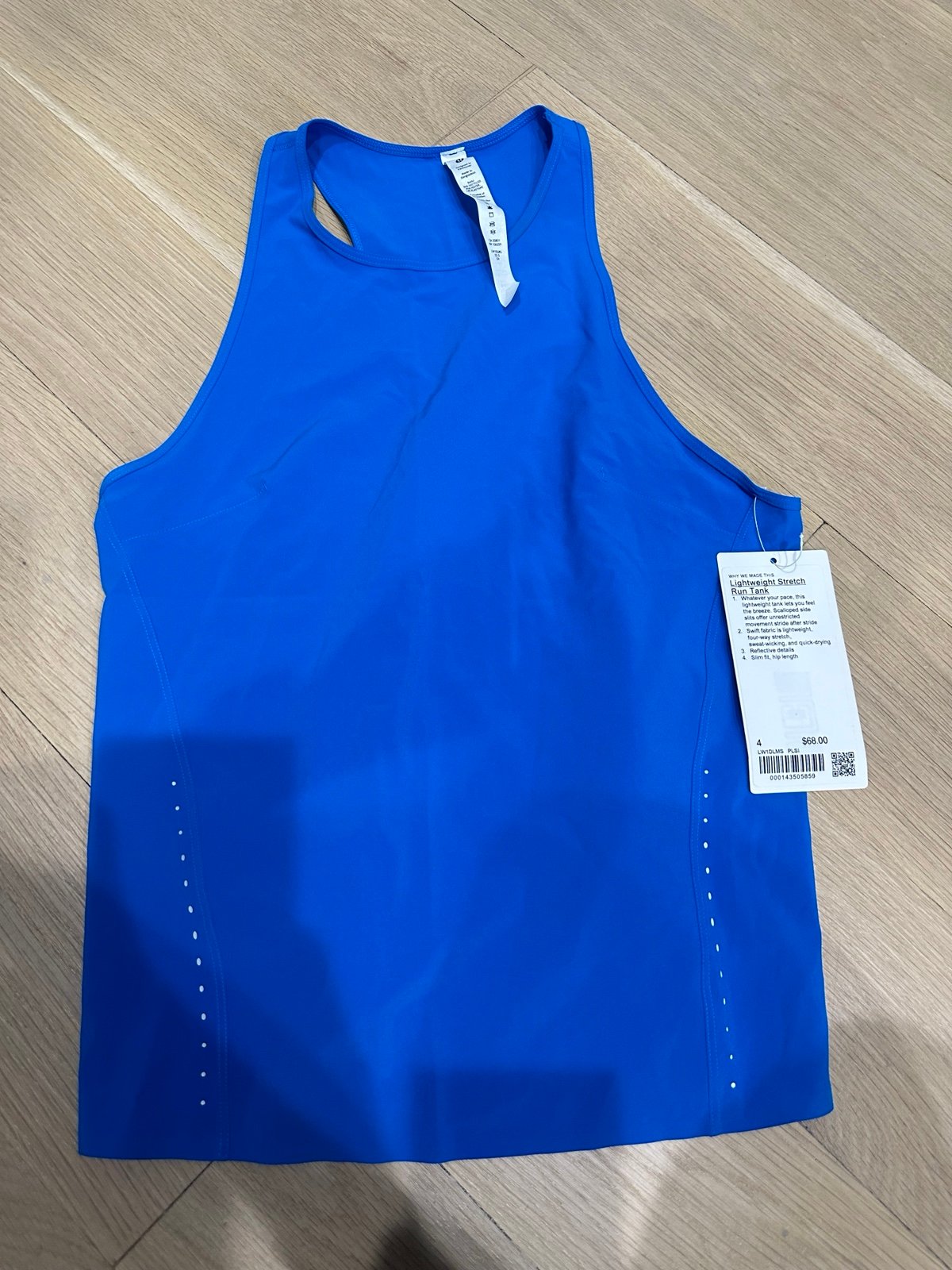 NWT Lululemon lightweight stretch run tank in poolside blue size 4