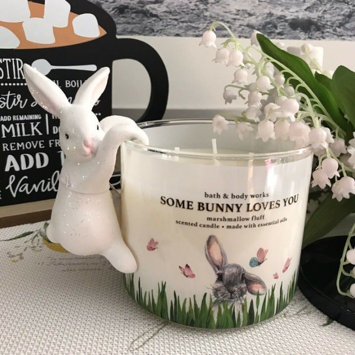 2 pcs BBW Easter Bunny Candle Topper and Bath and body works Bunny candle