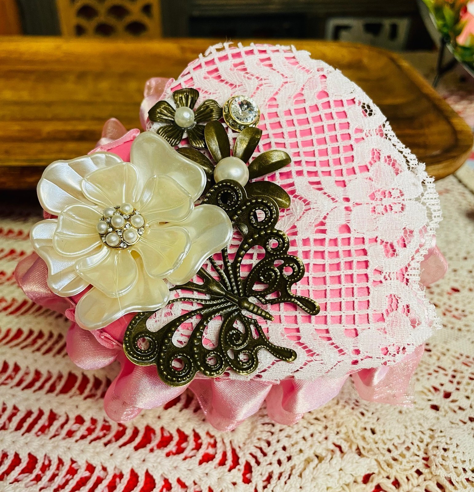 Adorable Heart Trinket Box Jewelry Box - Handmade Art