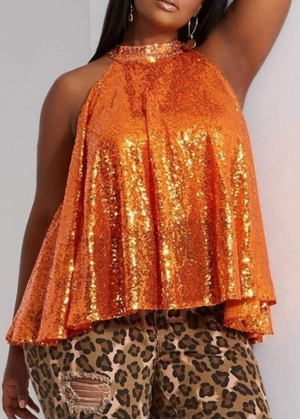 Ashley Stewart Sequin Halter Top