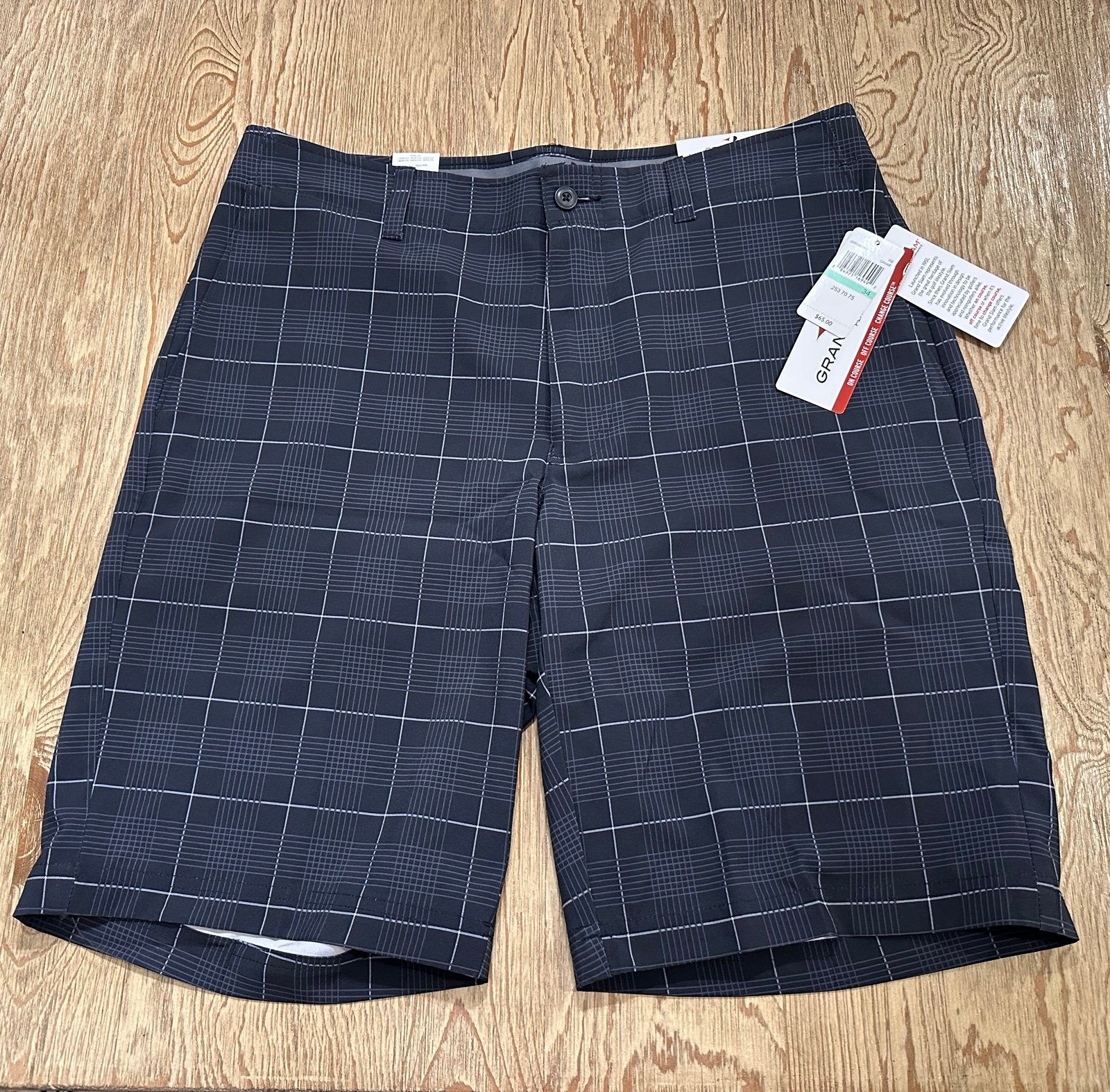 Grand Slam Plaid Golf Shorts NWT Athletic 34