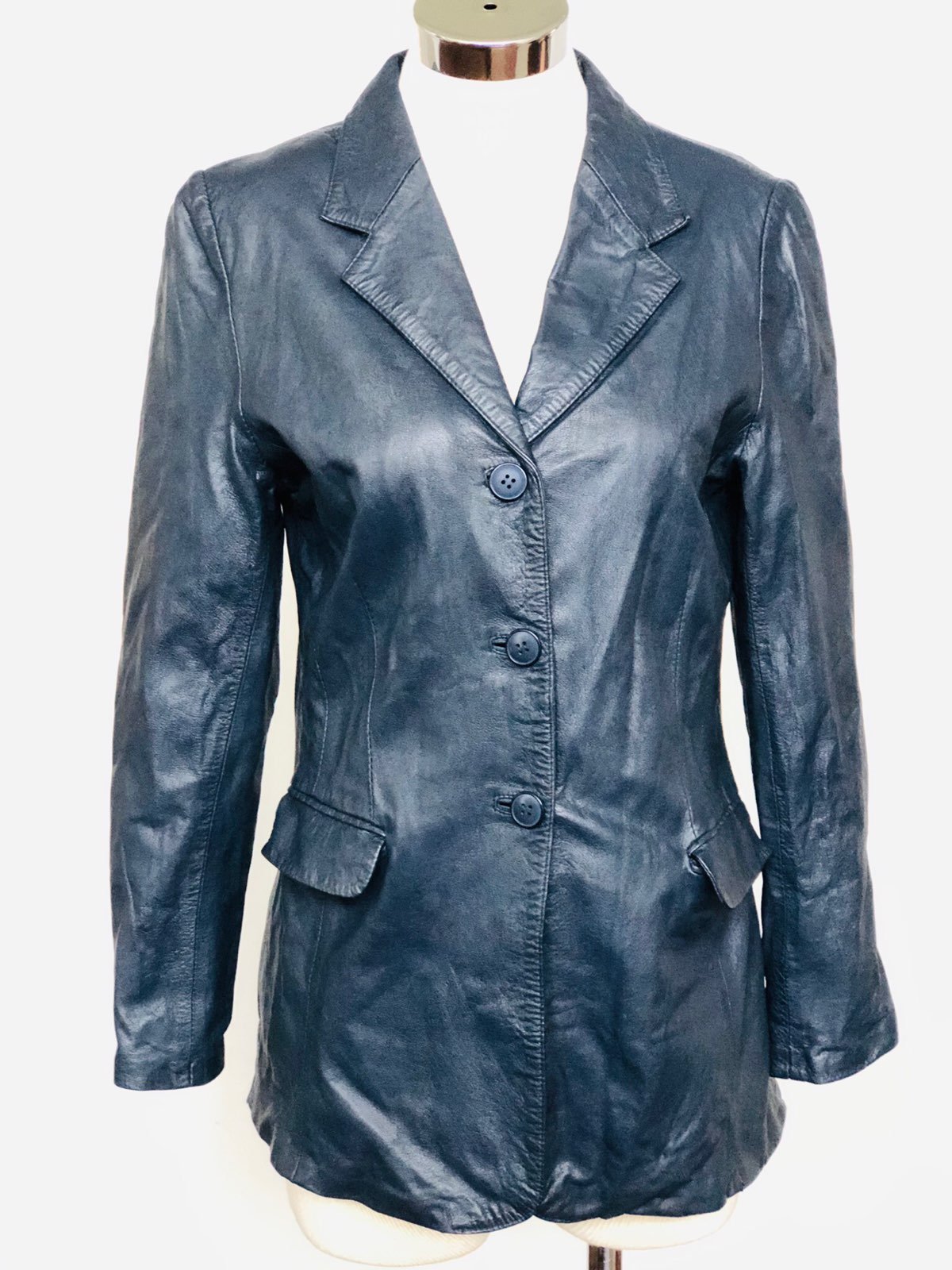 Vintage Navy Blue Leather Jacket