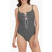 New Sea Level Swim Women's Lace Up One Piece Swimsuit Stripe Size 4
