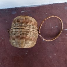 Wabanaki Yarn Basket Native American Vintage Ash & Sweetgrass Basket