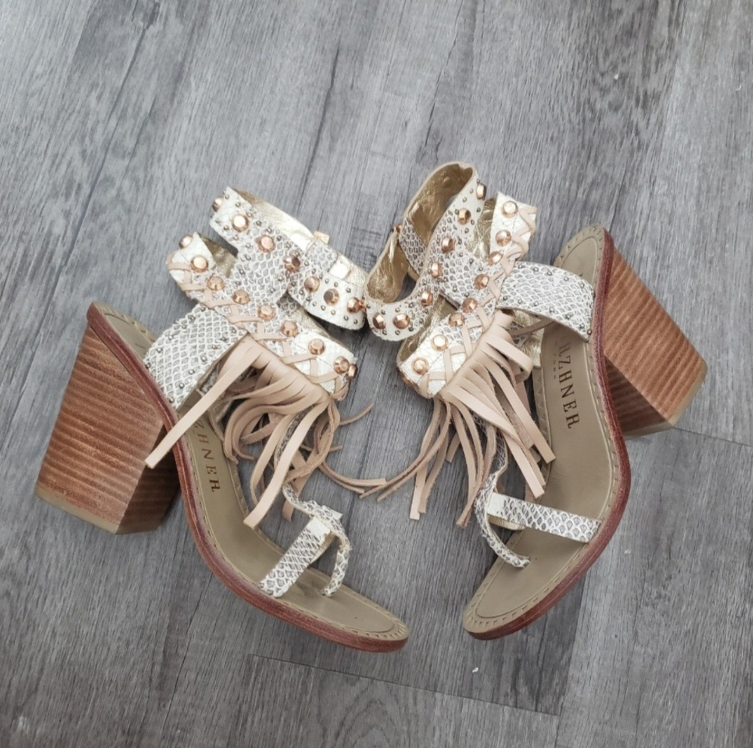 IVY KIRZHNER Fringe ankle strap sandals