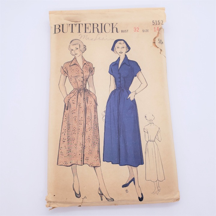 Vtg Butterick 5152 Pattern Bust 32 Dress