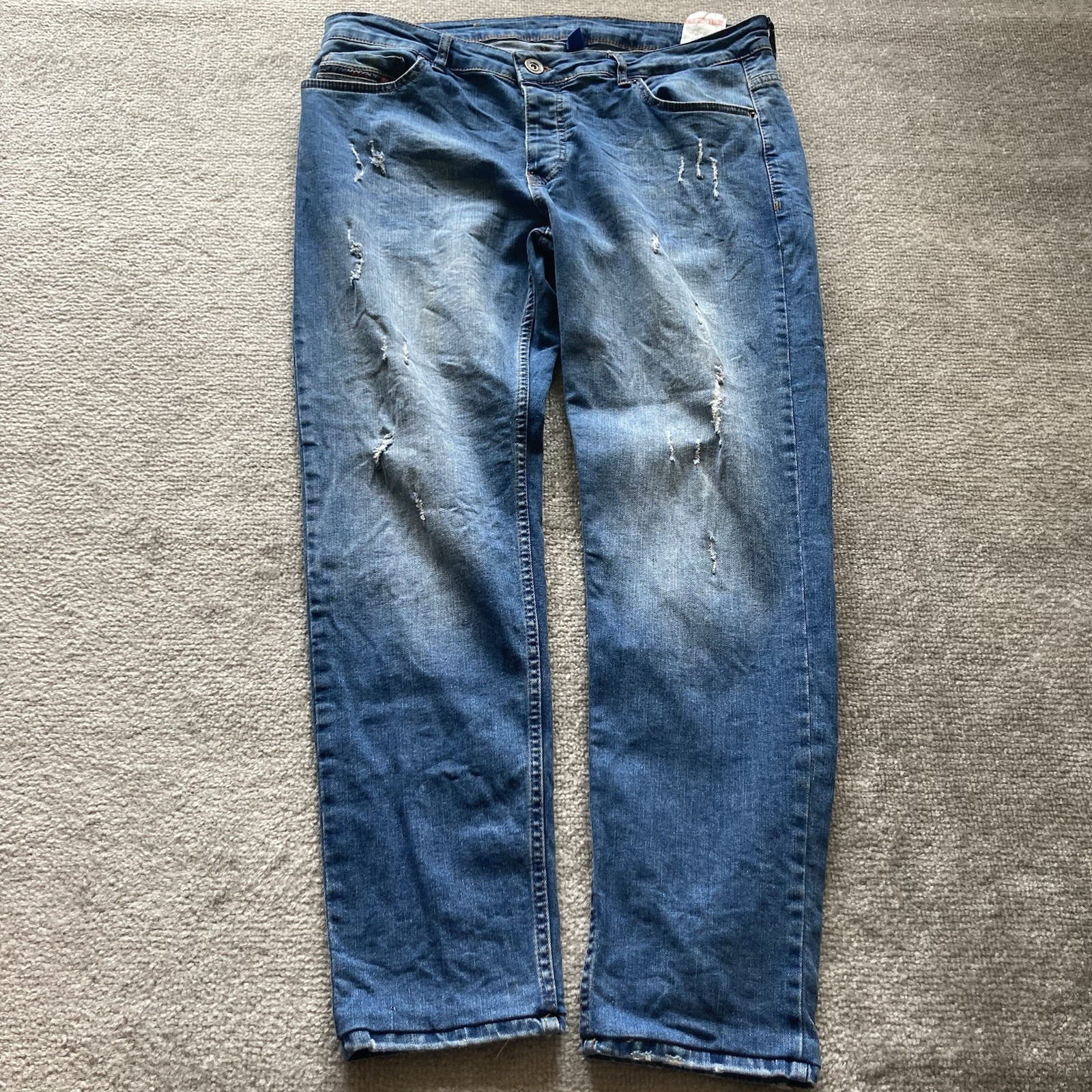Diesel Blue Jeans Distressed Slim Mens Size 38 Medium Wash 2359